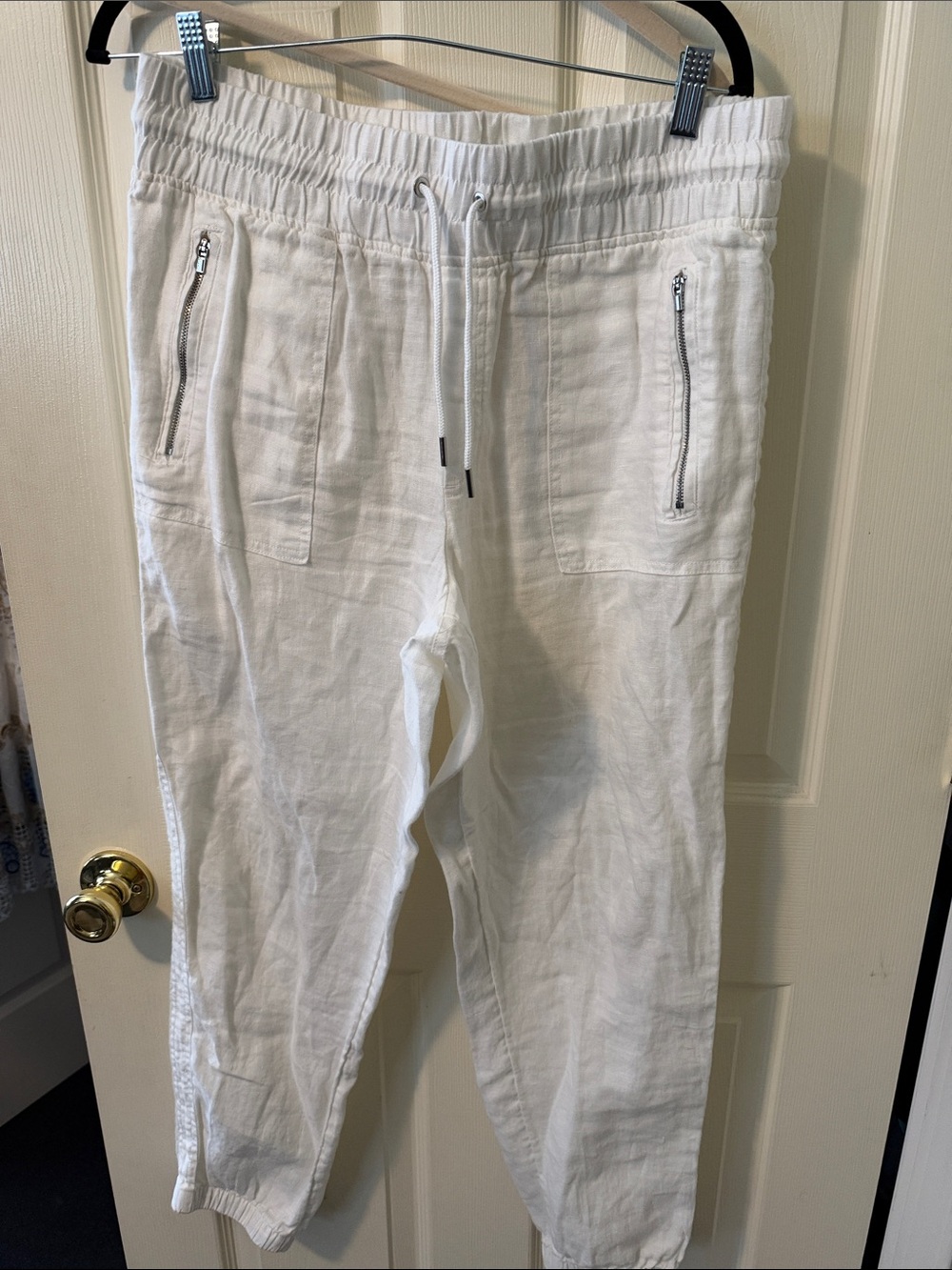 Athleta white jogger linen pants